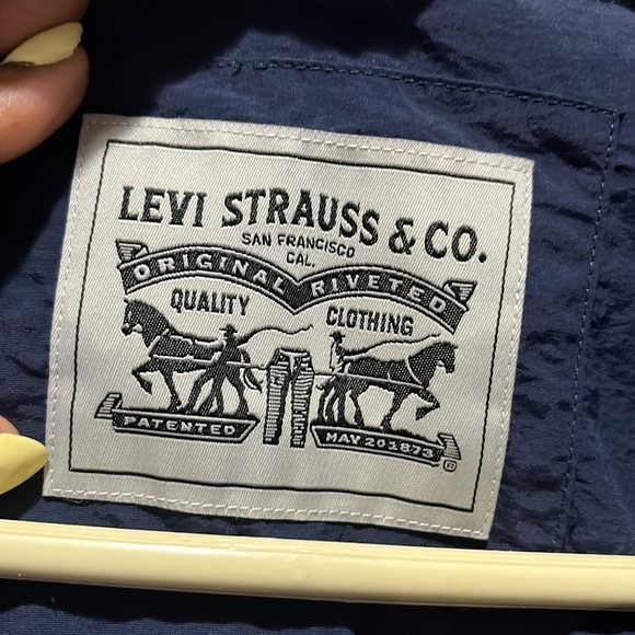 Levi’s Windbreaker Jacket Men’s S 1/2 Zip Pullover Blue White Water Resistant - Picture 3 of 14